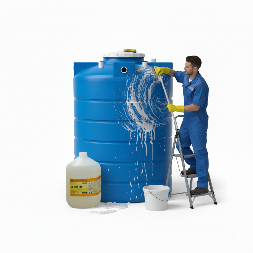 Clorogel para lavado y desinfección de tanques para almacenamiento de agua
