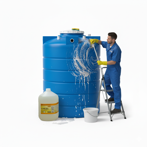 Clorogel para lavado y desinfección de tanques para almacenamiento de agua