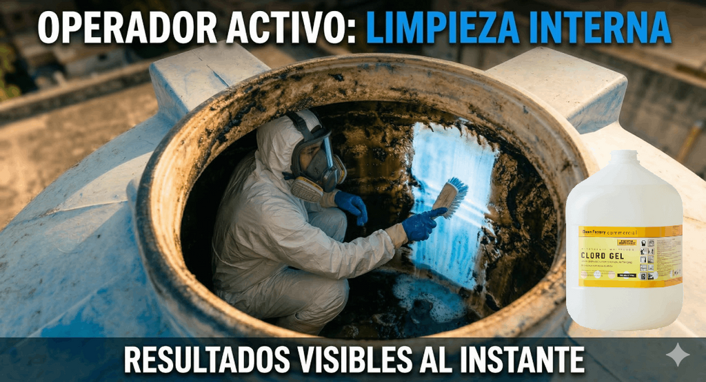 Clorogel para lavado y desinfección de tanques para almacenamiento de agua