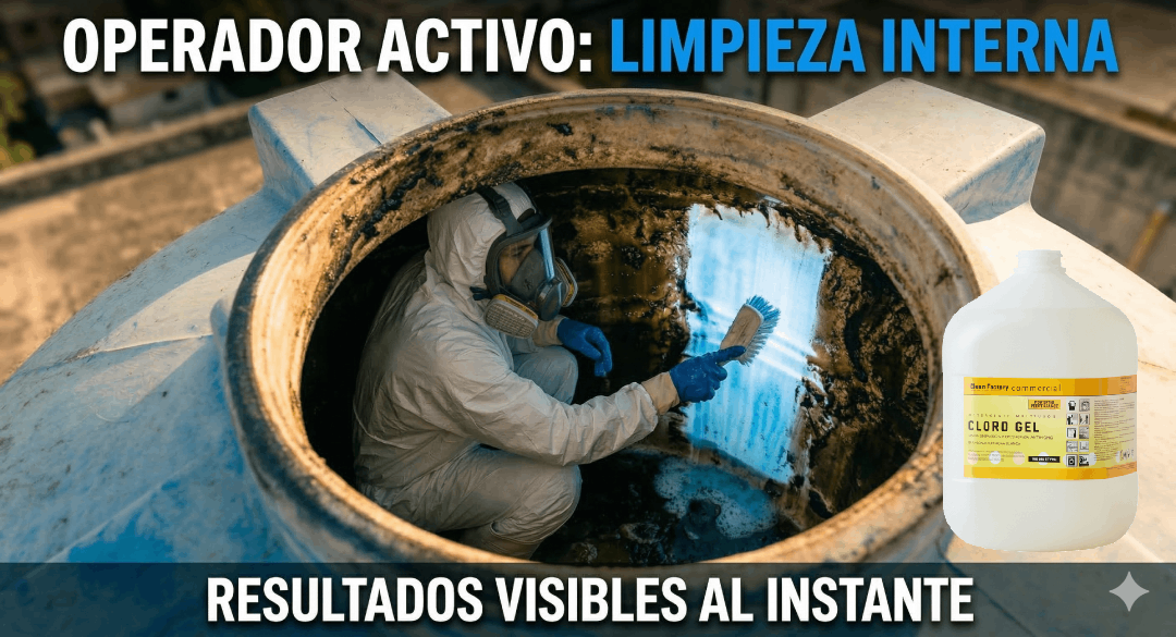 Clorogel para lavado y desinfección de tanques para almacenamiento de agua