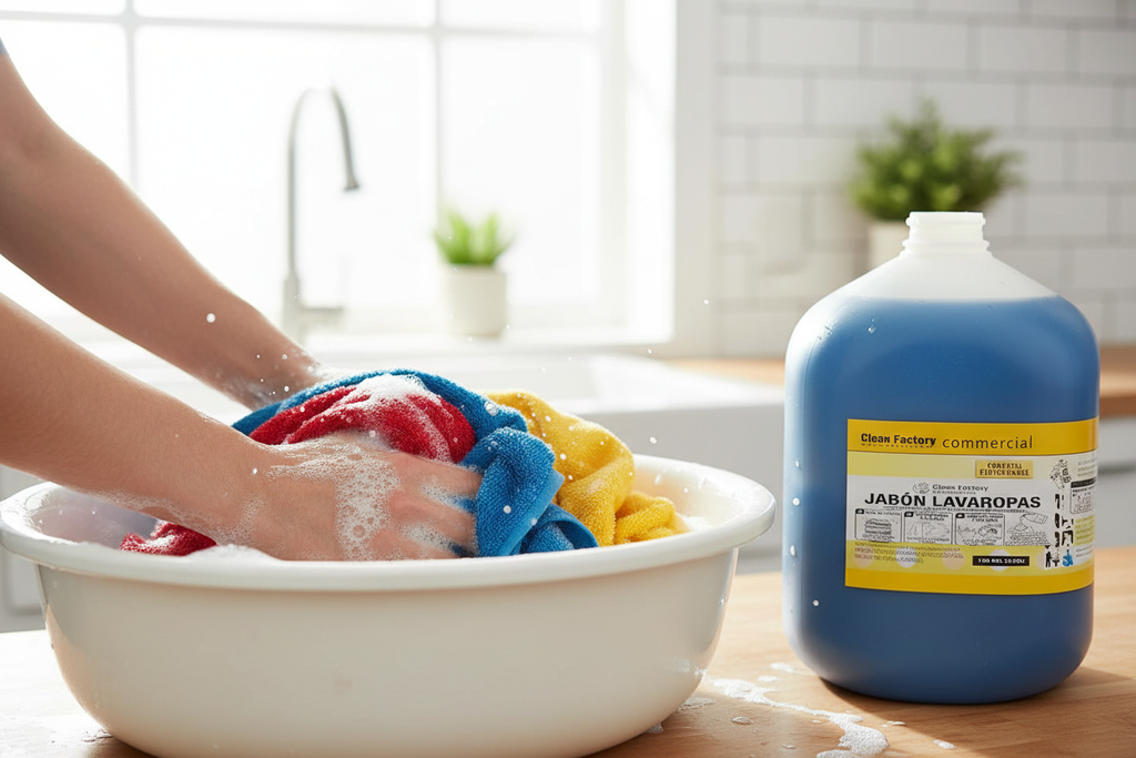 Lavado a mano de toallas de color con Jabón Clean Factory