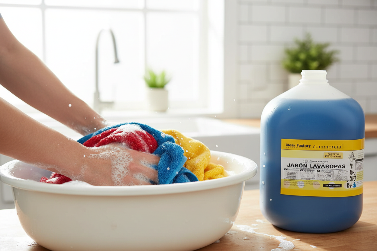 Lavado a mano de toallas de color con Jabón Clean Factory